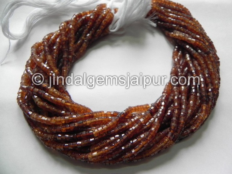 Hessonite Faceted Tyre Shape Beads